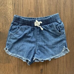 Hudson Shorts Girls Small Sz 7 Denim Frayed Hem Drawstring Pockets Casual Summer